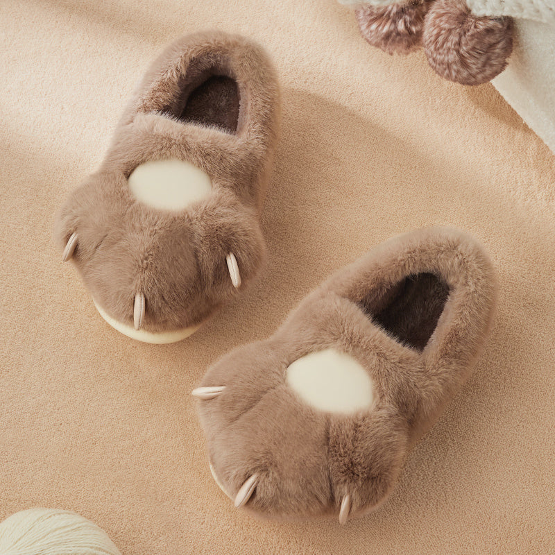Pantoufles mignonnes en coton à griffes de chat