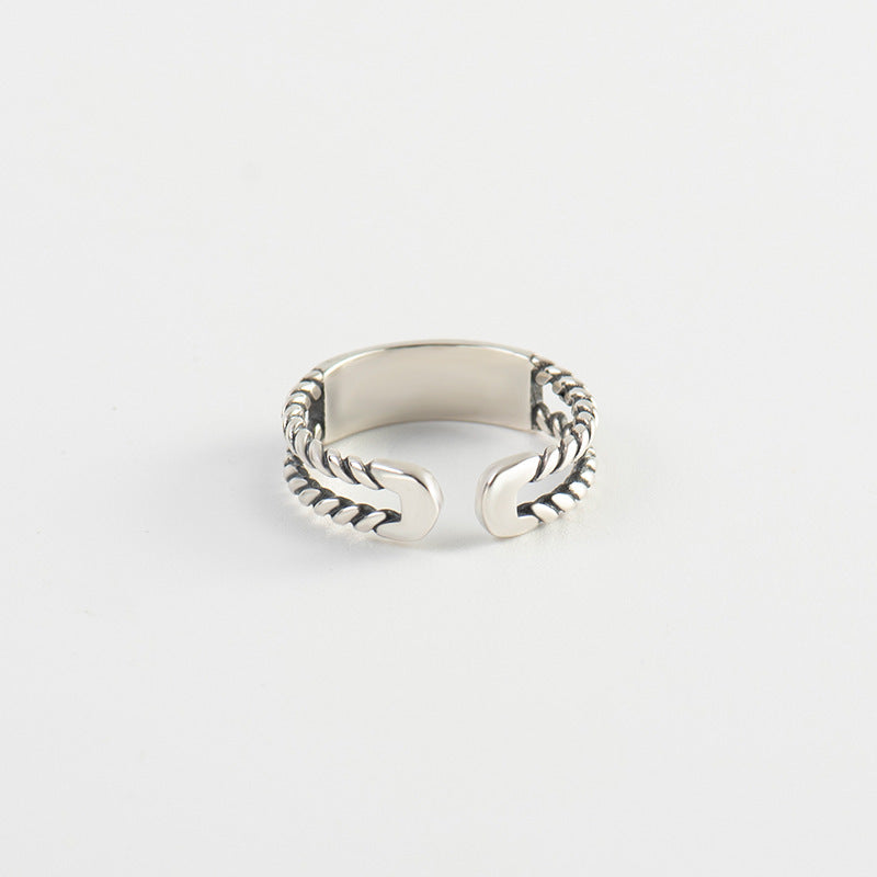 S925 Sterling Silver Retro Twist Destiny Love Ring