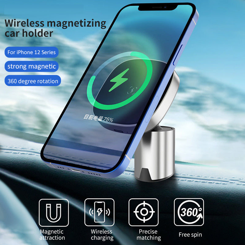 Support de téléphone portable pour voiture, chargement sans fil, magnétique