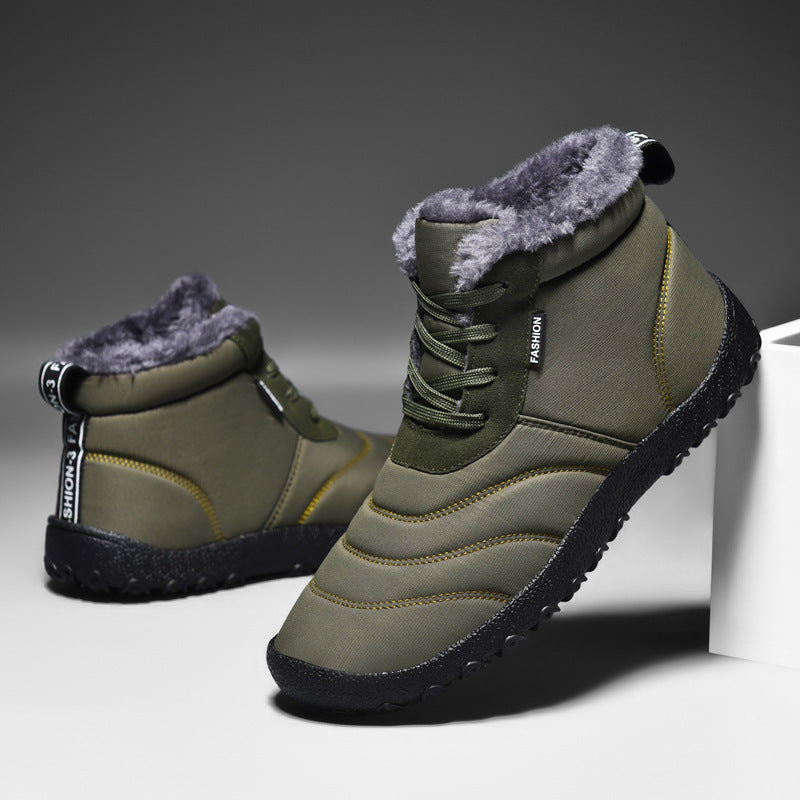 Chaussures en coton grande taille, bottes de neige chaudes et décontractées à fond plat, doublées de polaire