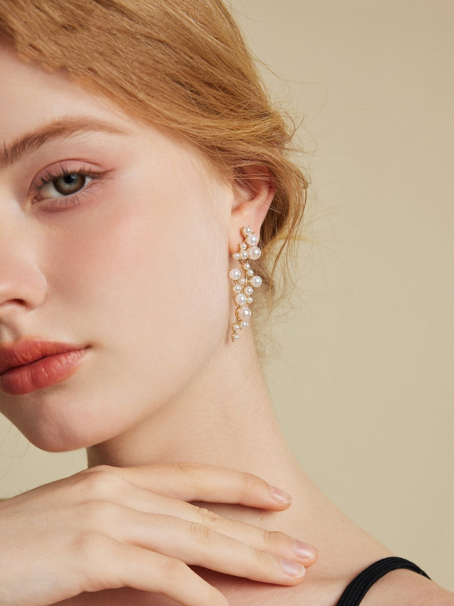 Boucles d'oreilles en perles de conception d'aiguille en argent à la mode