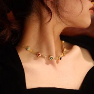 Collar Medieval Clásico De Circonitas De Color