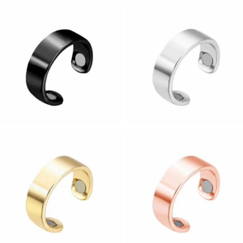 Anillo magnético abierto magnético personalizado de oro rosa galvanizado para hombre