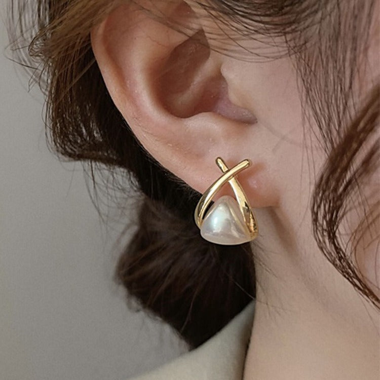 Boucles d'oreilles en perles croisées, tempérament de mode