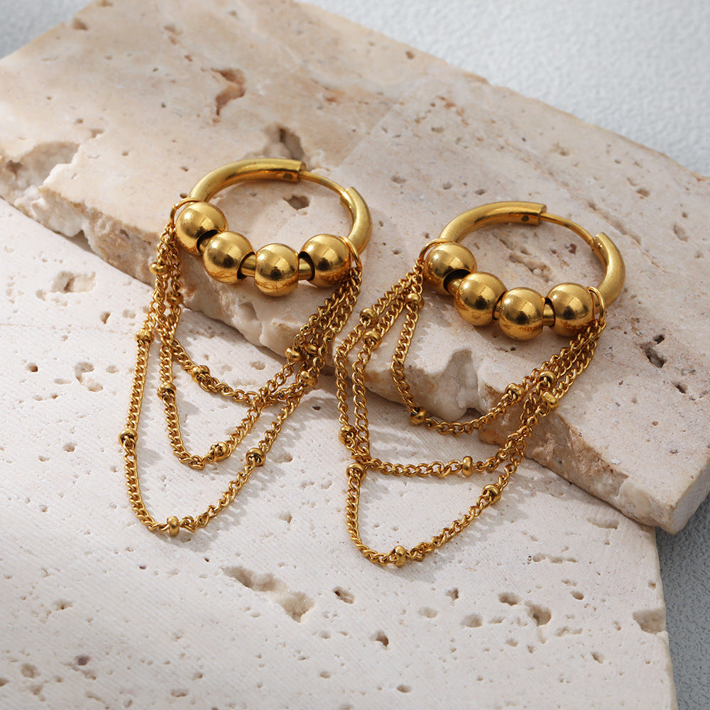Boucles d'oreilles simples et gracieuses en acier inoxydable, four 18 carats, plaqué or véritable