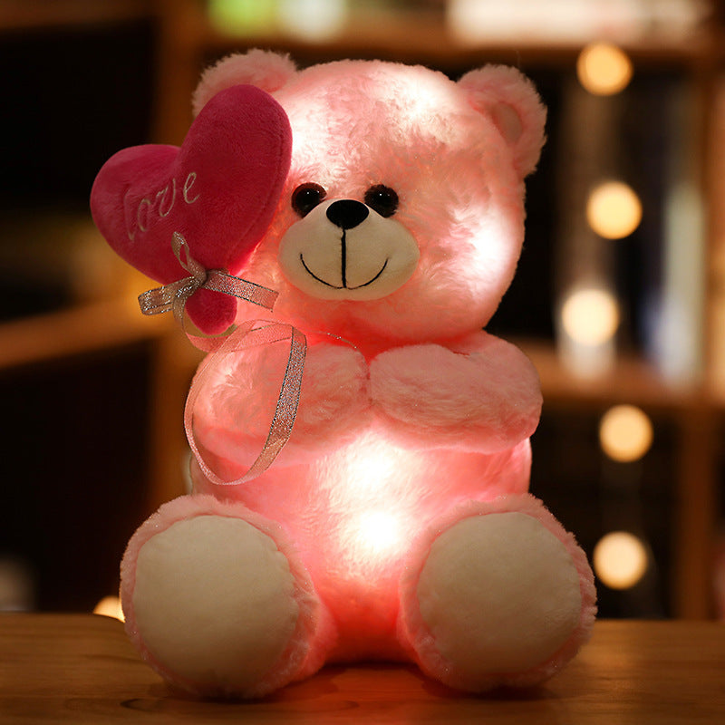 La almohada de la muñeca del oso de peluche con luz LED ilumina el juguete de peluche