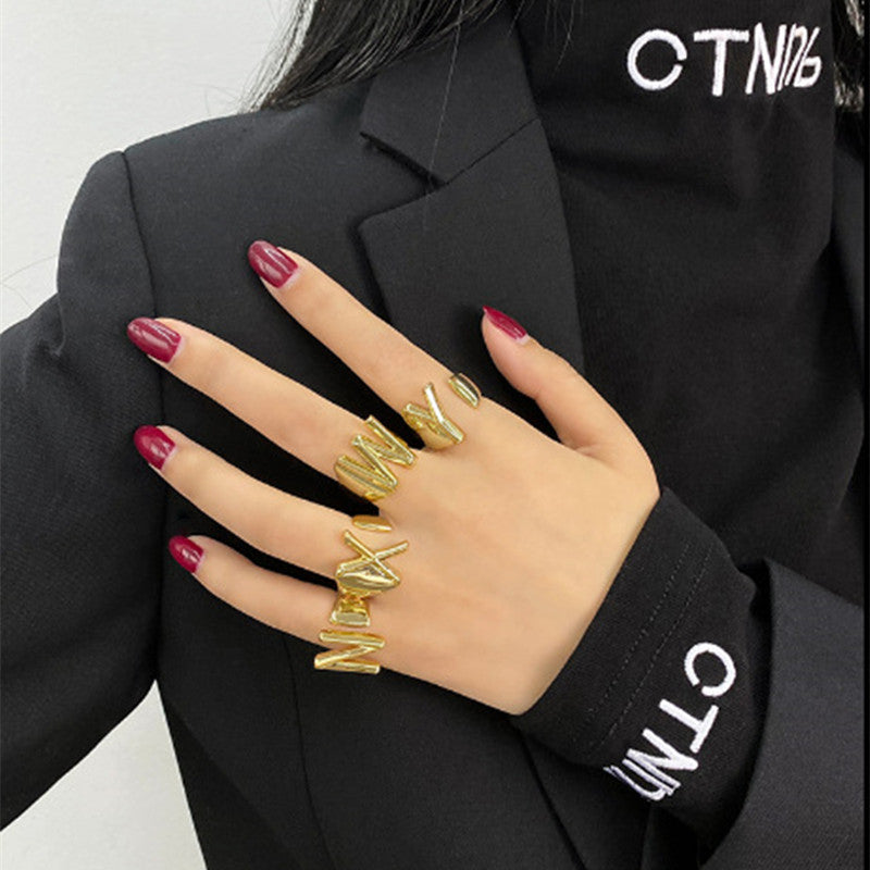 Women's Personality Fashion 26 English Letters Ring