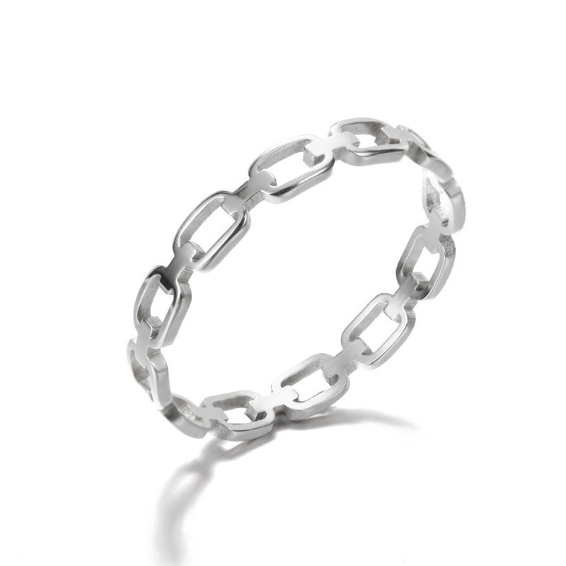 Anillo hueco de acero inoxidable Anillo geométrico en forma de corazón