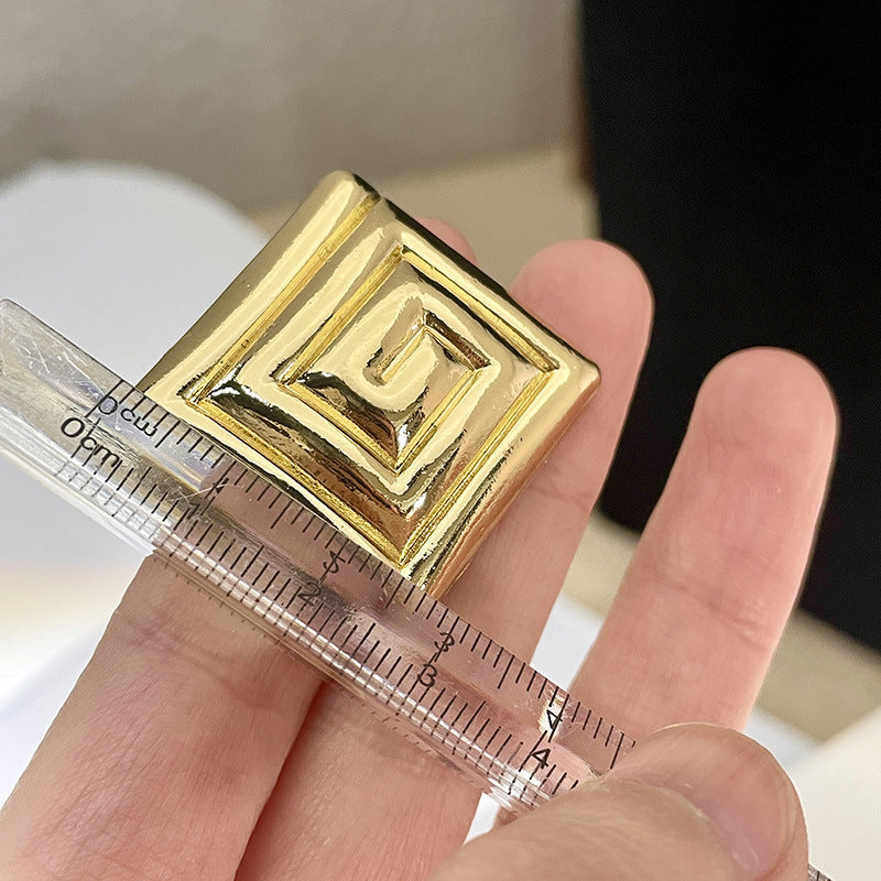 New Mid-ancient Simple Metal Cycloid Square Earrings