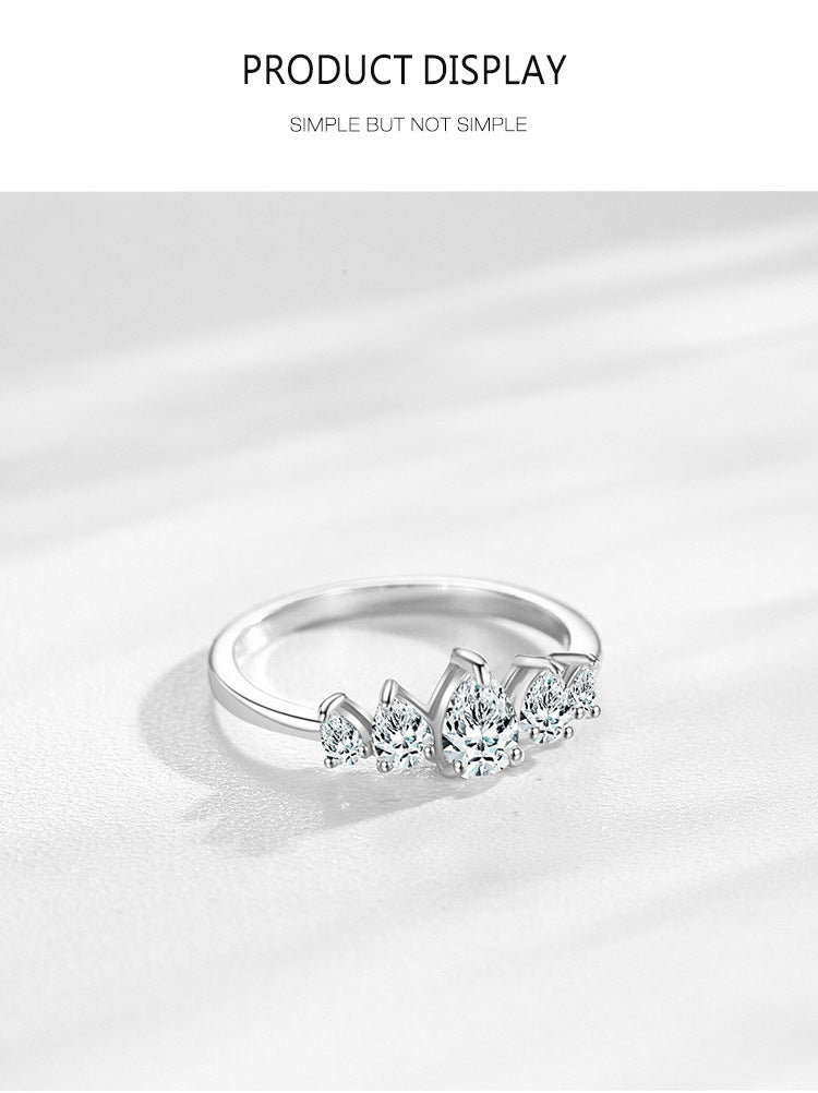 Bague en forme de goutte en argent sterling S925 pour femme