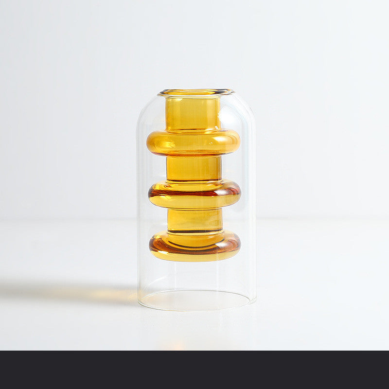 Vase Transparent en verre coloré, accessoires de décoration pour la maison, nordique Ins, salon, Table à manger, fleurs séchées, Vases hydroponiques