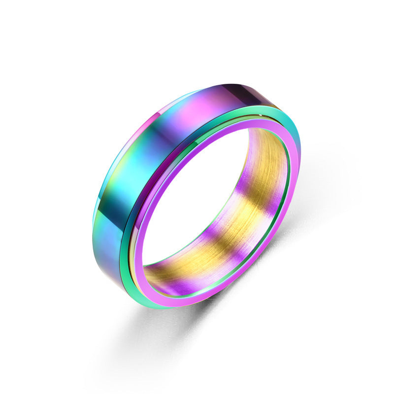 Bague végétale en titane à action tournante pour femmes