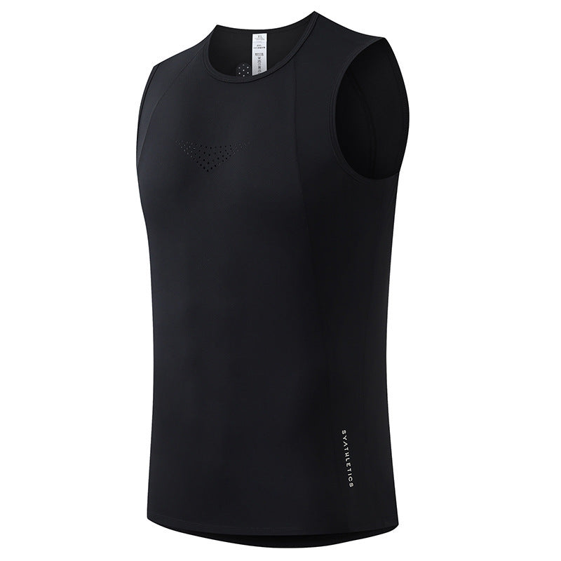 Spring And Summer Men's Quick-drying Outdoor Fitness Sports Vest Breathable High Elastic Solid Color Sleeveless T-shir