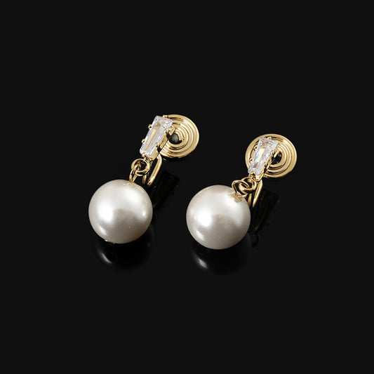 All Match Pearl Stud Earrings Earrings Female Silver Needle Zircon