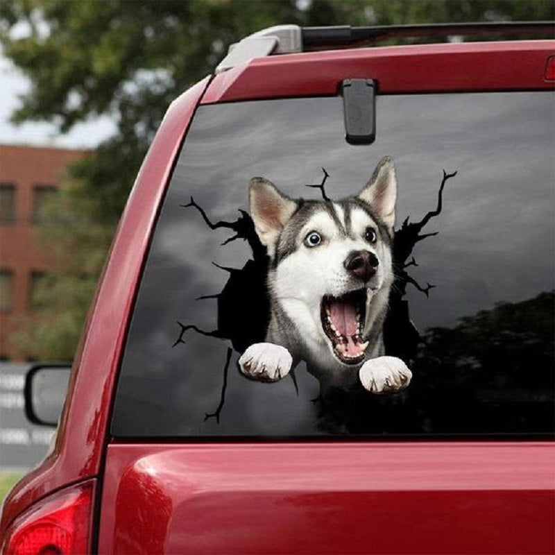Pared de animales, todo tipo de cachorros, pegatinas electrostáticas creativas con agujero roto para ventana de coche