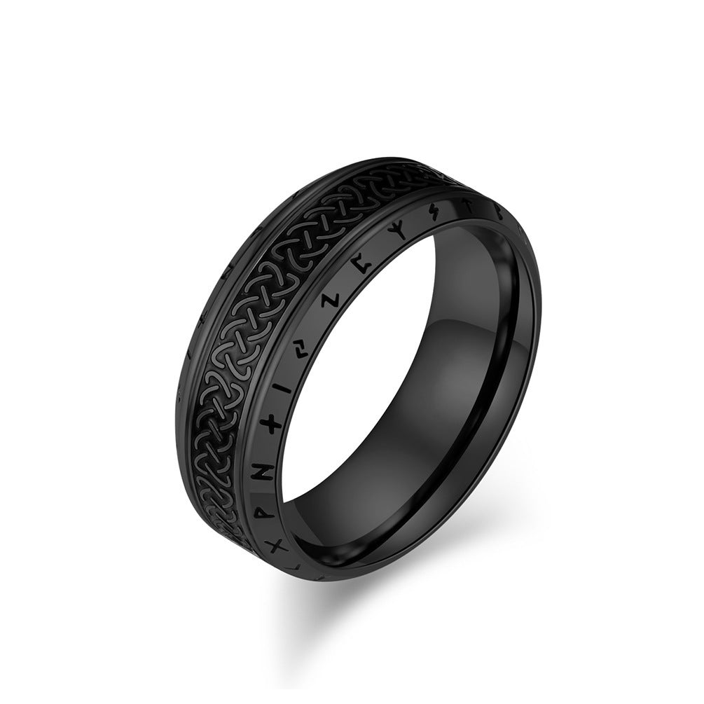 Bague en acier titane texte Viking