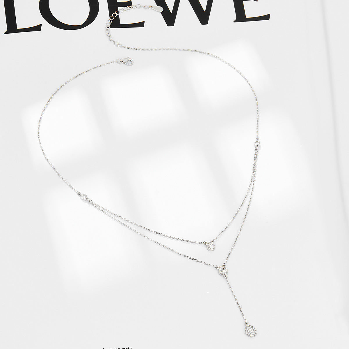 Collar de doble capa con diamantes de gota de agua para mujer, cadena de clavícula de alta calidad, Simple, elegante, de plata 925