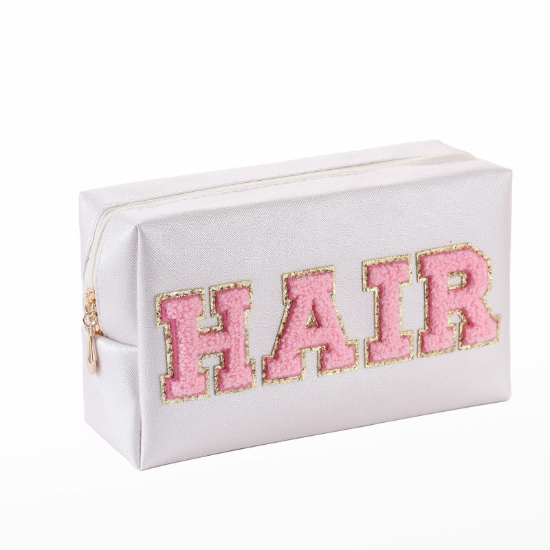 Serviette broderie lettre autocollant maquillage extérieur voyage trousse de toilette