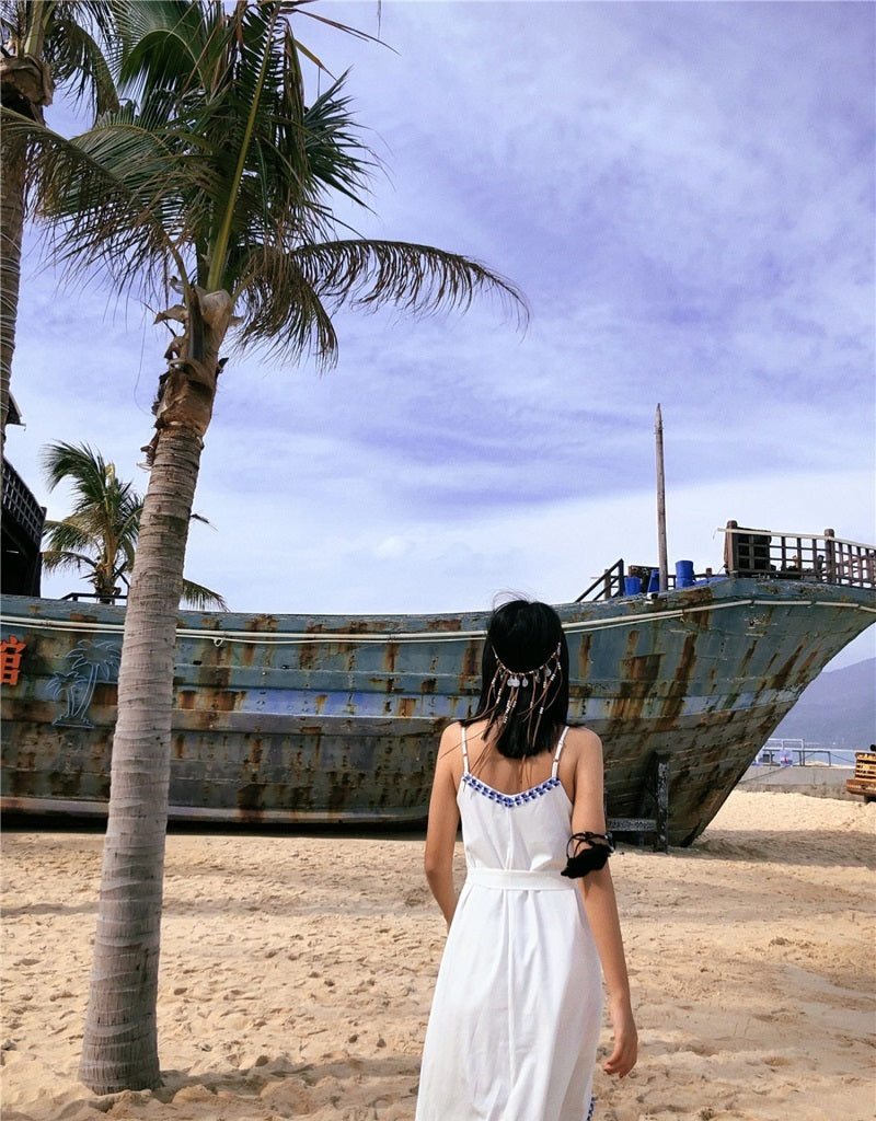 Hippie Daim Coin Bohème Perlé Gland Collier Bande De Cheveux À Double Usage