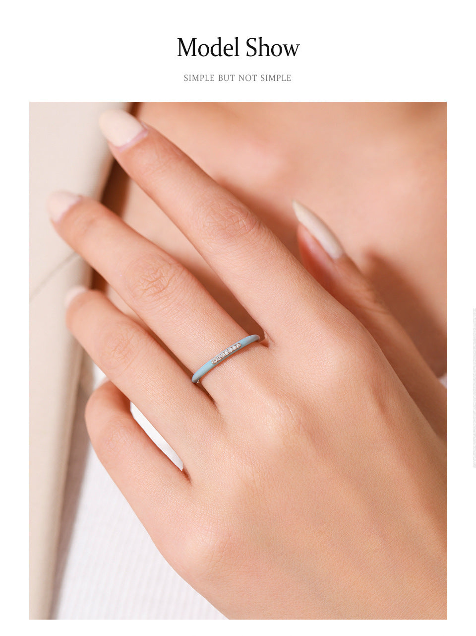 S925 Sterling Silver Blue Enamel Ring