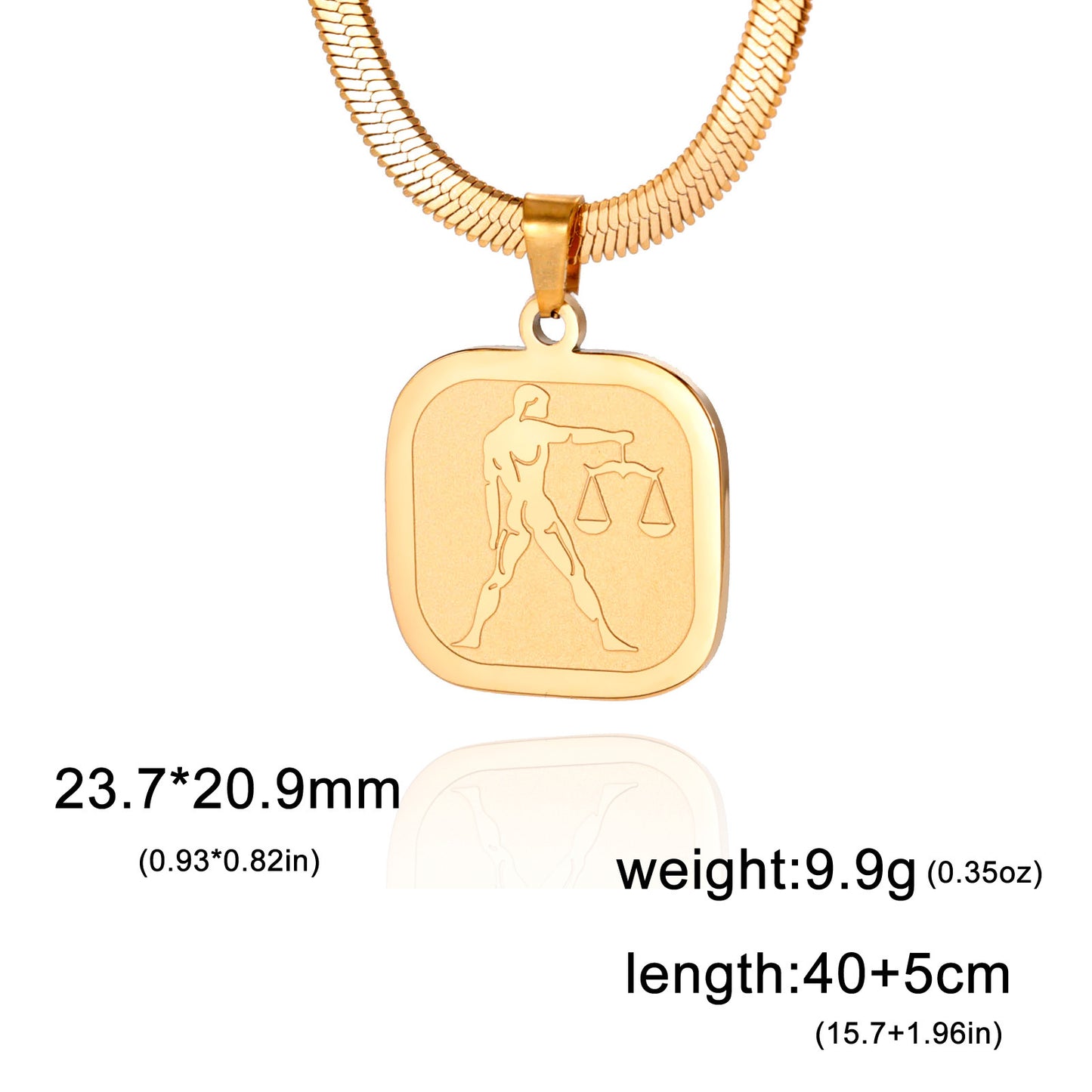 All-match Twelve Constellation Small Square Brand Stainless Steel Necklace
