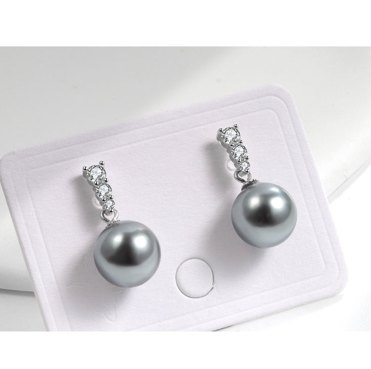 Petites boucles d'oreilles en perles de diamant brillantes pour femmes