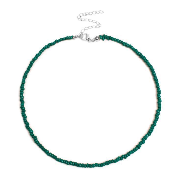 Collier pour femme en perles de verre blanc naturel, doux et simple