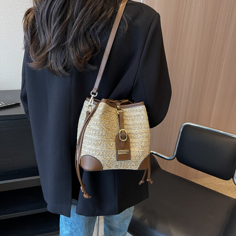 Sac messager d'été coréen en paille tressée, ceinture de traction, tissage de plage Simple, sac à bandoulière