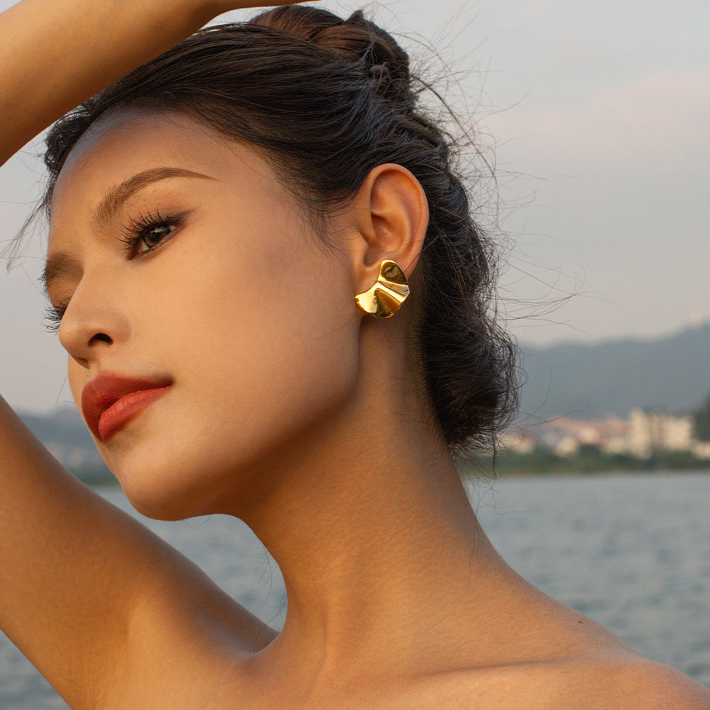 Boucles d'oreilles en acier inoxydable et titane doré