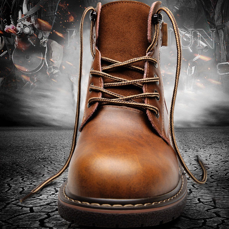 Bottes Martin doublées en polaire pour hommes britanniques, mi-hautes décontractées