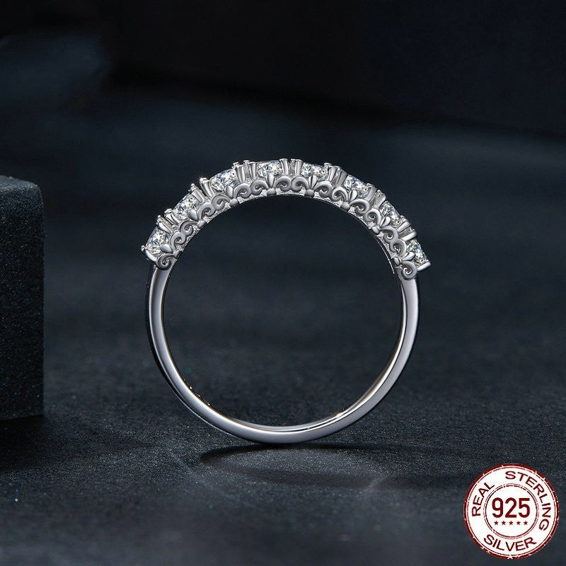 Anillo de moissanita con patrón de plata de ley S925