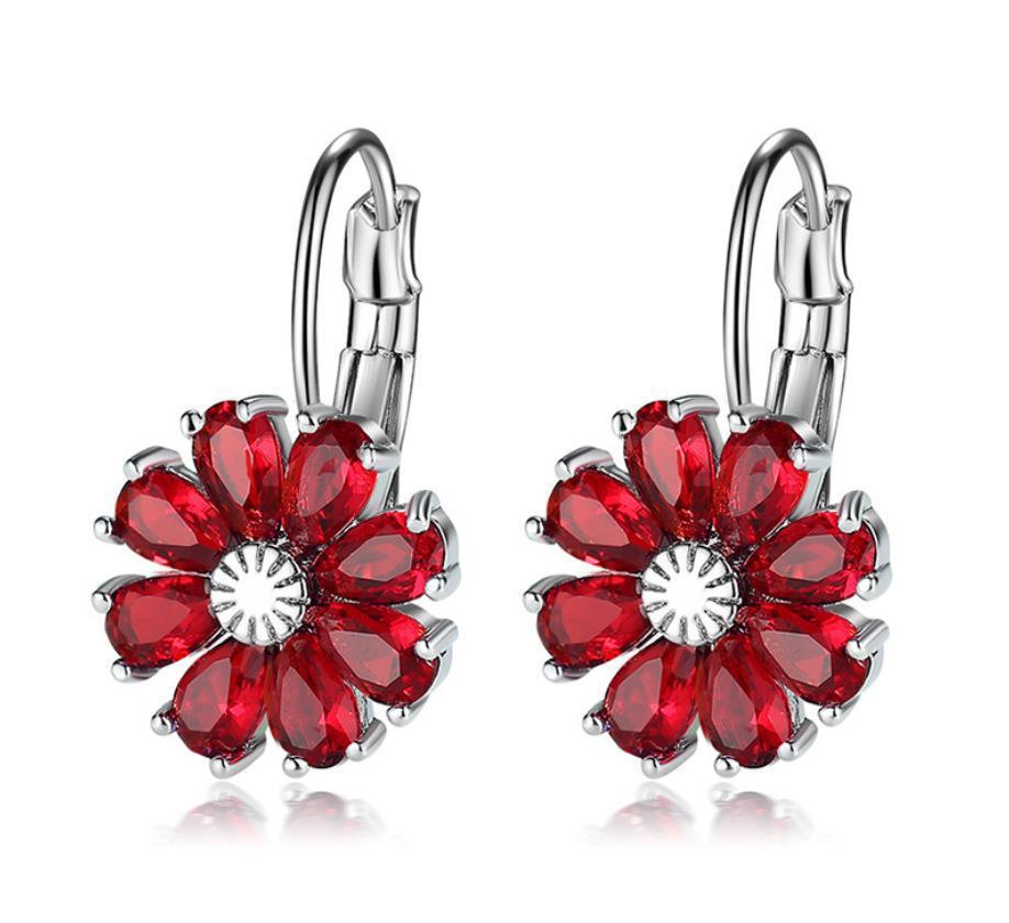 Flower Color Zircon Stud Earrings For Women