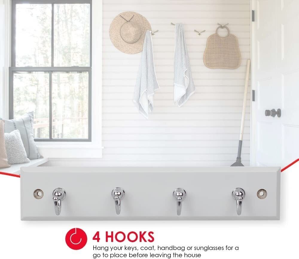 Soporte de pared para llaves, colgador con 4 ganchos, cadena de almacenamiento, organizador de llaves, decoración del hogar