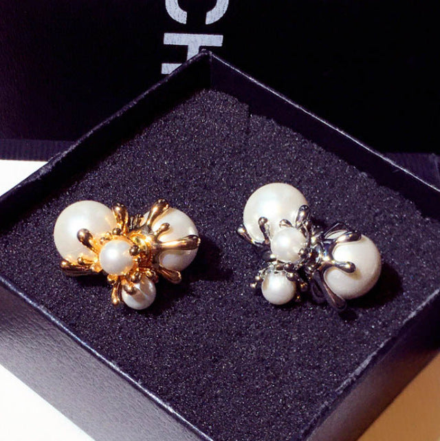 Fashion Design Silver Needle Pearl Earrings