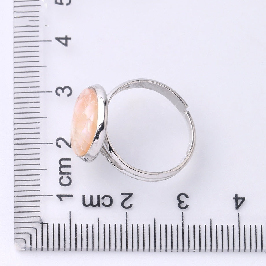 Women's Shell Ornament Convex Adjustable Stitching Circular Section Ring