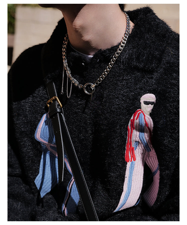 Collier avec anneau à pampilles et chaîne enroulée pour fête étudiante, tendance