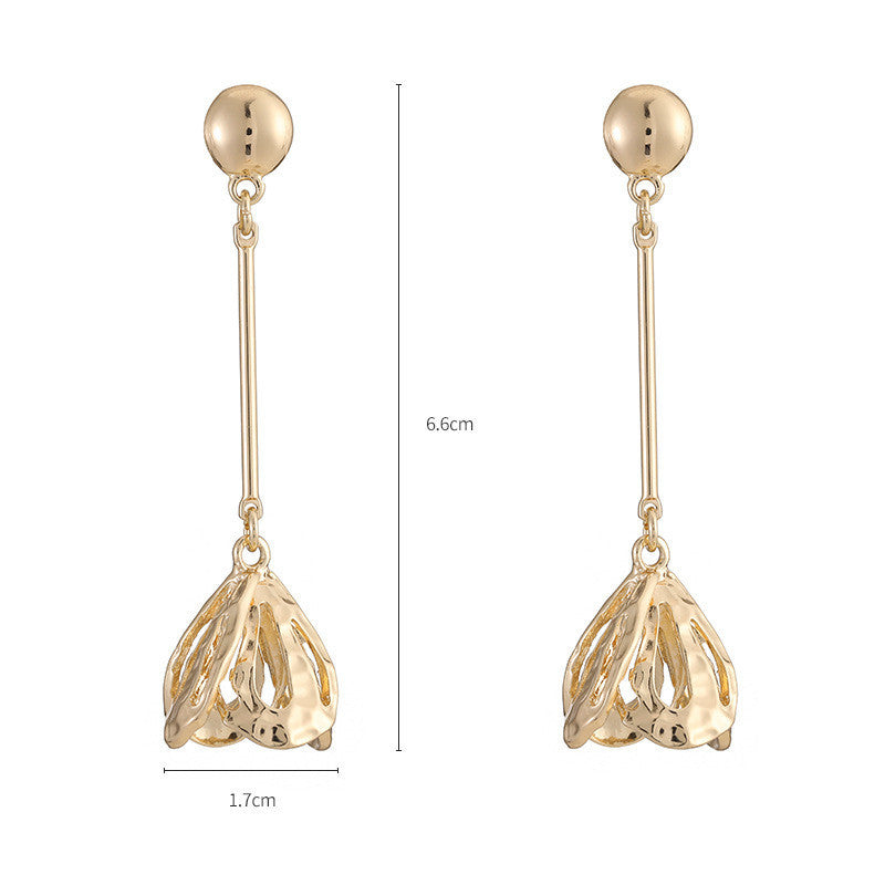 Pendientes de collar gemelo de flores de metal para mujer