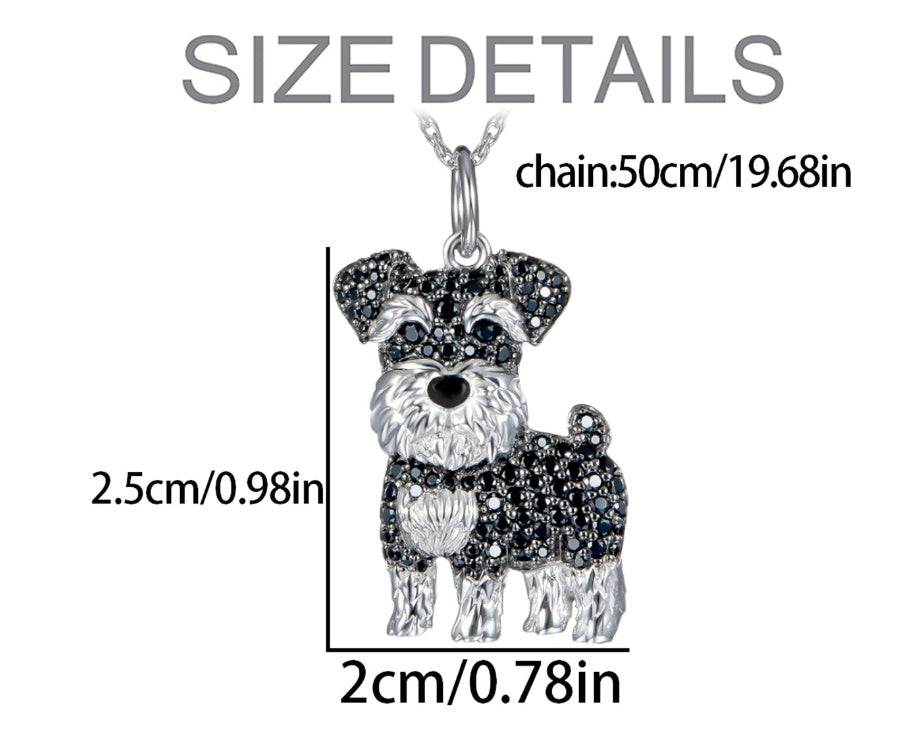 Collier de moulage sous pression en alliage de Zinc, dessin animé mignon Schnauzer exquis et écologique