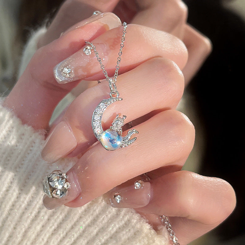 Collar original de dragón lunar para mujer, diseño de nicho