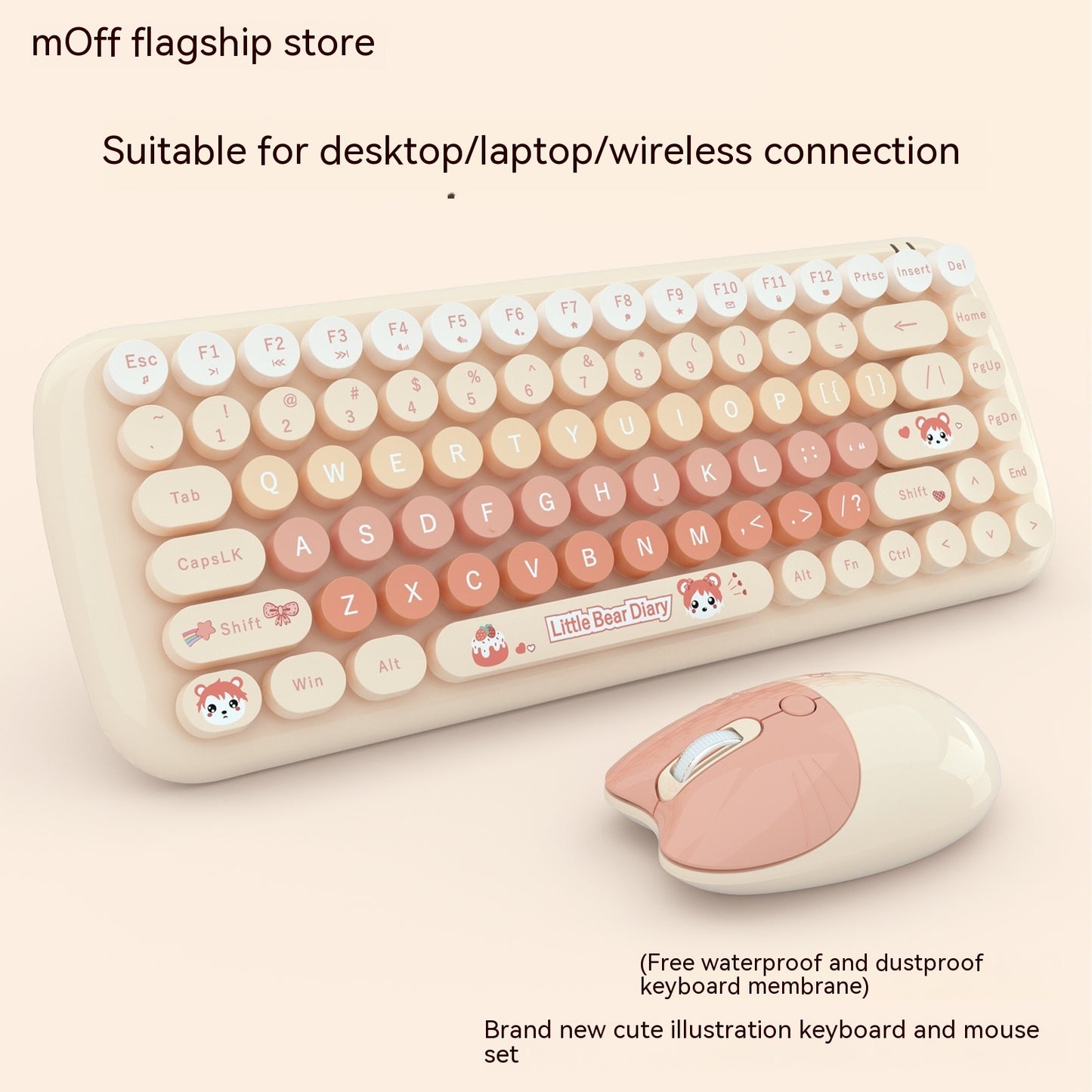 Ensemble clavier et souris sans fil rose mini dessin animé mignon
