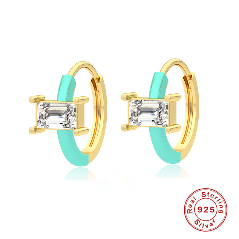 S925 Sterling Silver Dripping Earclip Rhinestone Earrings