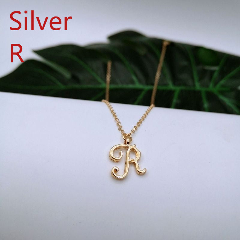 Ornament 26 Letter Necklace Simple Fashion Character Capital English Pendant Special-interest Design Clavicle Chain