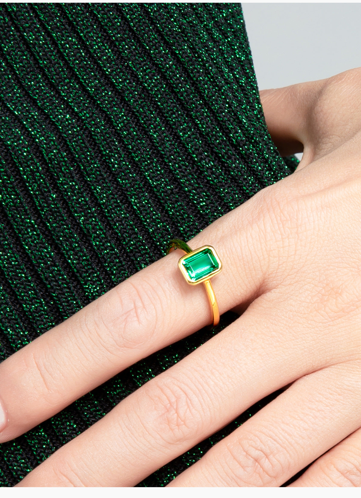 Female 925 Pure Women's Emerald Ring