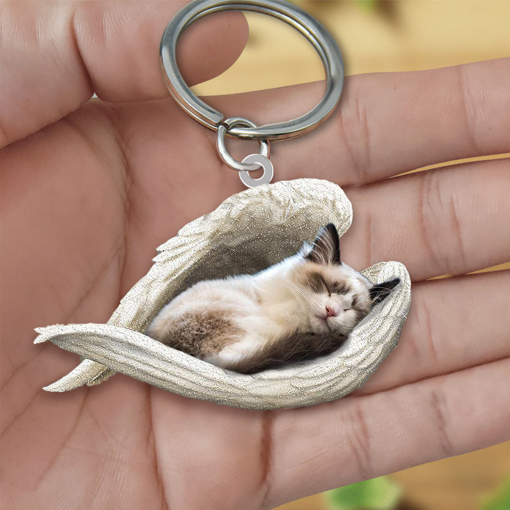 New Unique Dogs And Cats Sleeping Angel Pendant Car Key Ring