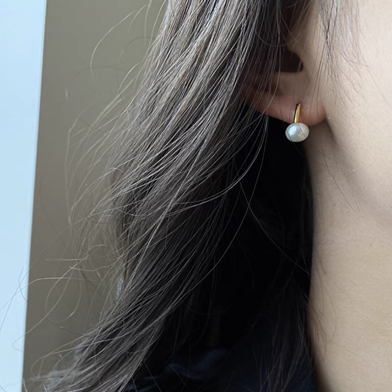 Pendientes de Perlas Naturales Plata Aguja Galvanizada Oro 18K