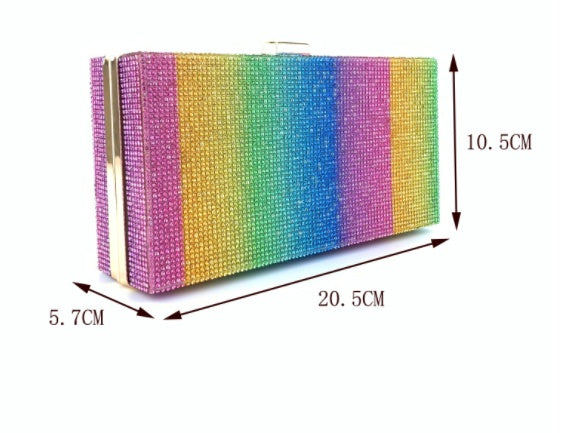 Sac à main de dîner pour femmes, sac arc-en-ciel en diamant chaud
