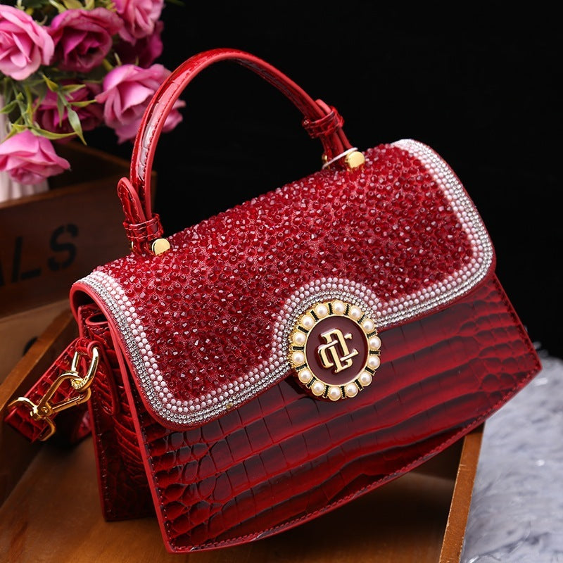Mode nouveau sac à bandoulière portable en cuir verni diamant