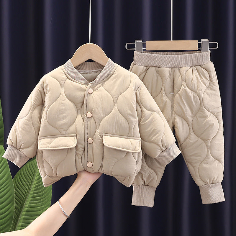 Vêtements en coton pour garçons, ensemble deux pièces chaud pour bébé