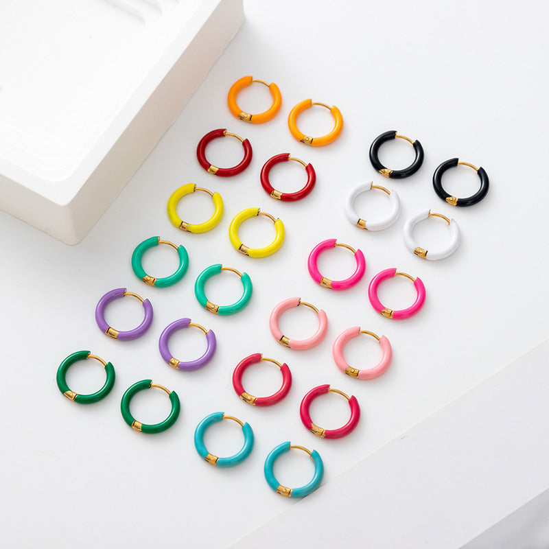 Collier d'huile coloré Clip d'oreille en acier inoxydable