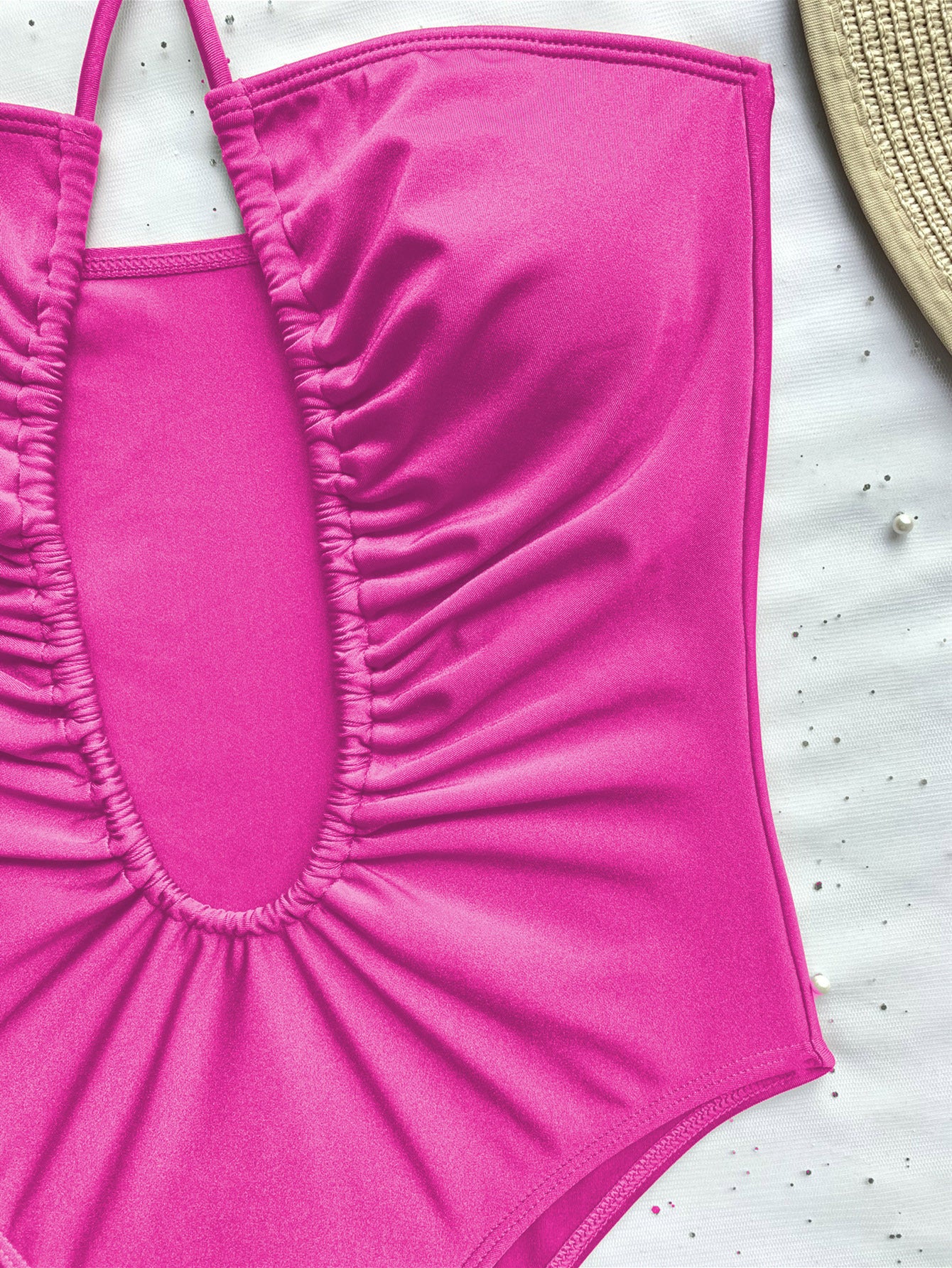 Traje de baño de una pieza Bikini de color sólido Correa para mujer